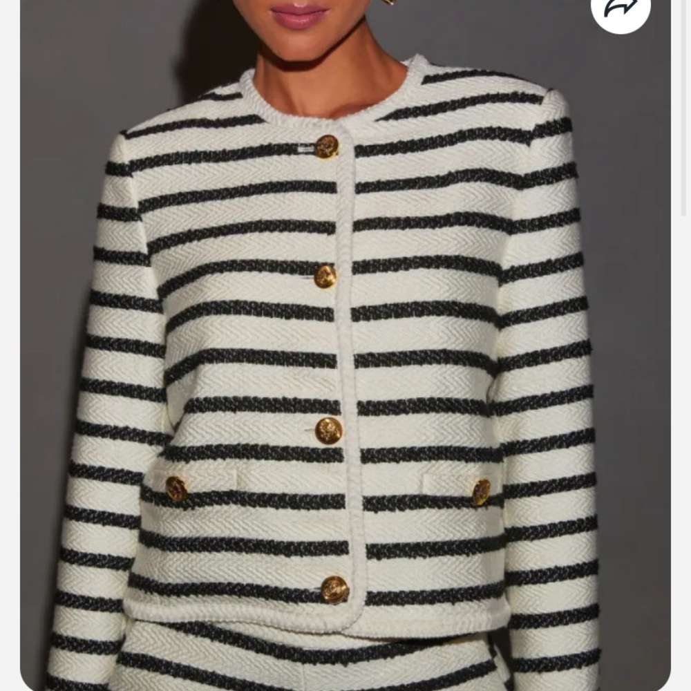 Vici Black and White Striped Jacket